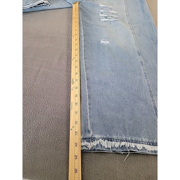 Oversized Distressed Denim Overalls • Women’s M • Boho Festival Wide Leg - Picture 11 of 14